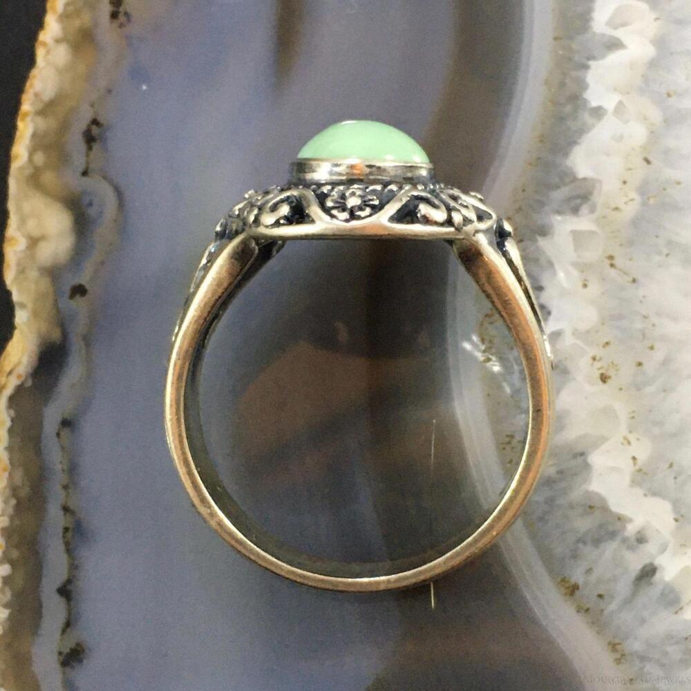 Carolyn Pollack Sterling Silver Oval Variscite Decorated Floral Ring For Women - Picture 8 of 10